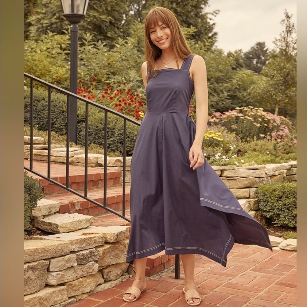 The Coastal Poplin Smocked-Back Maxi Dress